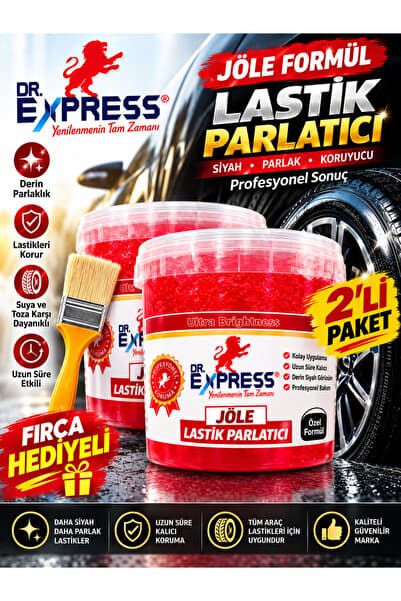 Drexpress Premium Lastik Parlatıcı Jöle 500 ml Parlak Görünüm Uzun Süre Etkili Yeniler Jel Parlatıcı Fırçalı 2'li Set