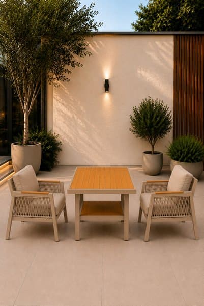 asaella mobilya Garden Serisi Balkon Takımı, 1-1 Bahçe Takımı, (2 Tekli Koltuk 70x70, Masa 70x110)