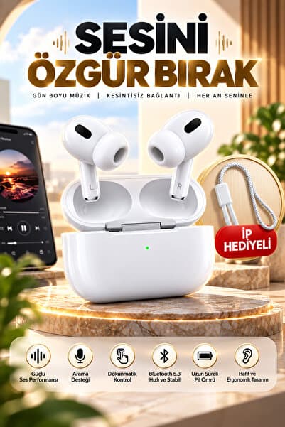 Happy Owl Kablosuz Bluetooth Kulaklık TWS Bluetooth 5.3 Dokunmatik Mikrofonlu Şarj Kutulu Kulak İçi Kulaklık İp Hediyeli