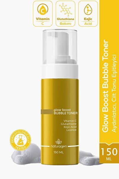 Naturagen Glow Boost Bubble Toner 150ml | Aydınlatıcı Cilt Tonu Eşitleyici | Kojic Acid, Licorice, Glutathione