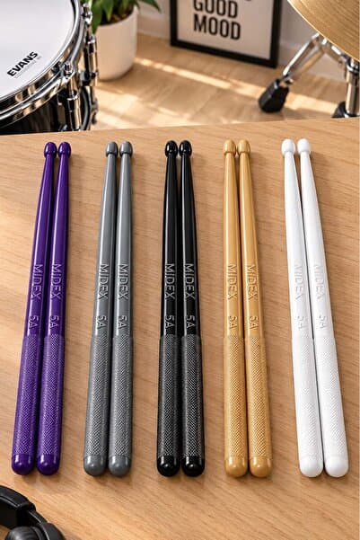 Midex GFK-901-5X PRO 5A Profesyonel Kırılmaz Baget Fiber Karbon Drumsticks Bateri Bageti (5 Çift, Tüm Renkler)