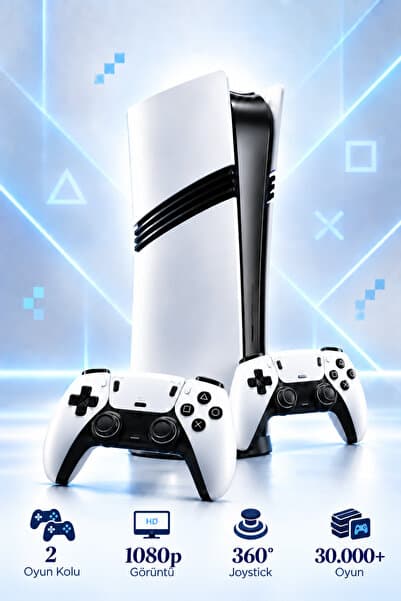 Omaze Kablosuz Çift Kollu Retro Oyun Konsolu 30.000+ Oyunlu 53 Emülatörlü 1080P Görüntü 4K HDMI Uyumlu 2.4G Gaming Atari