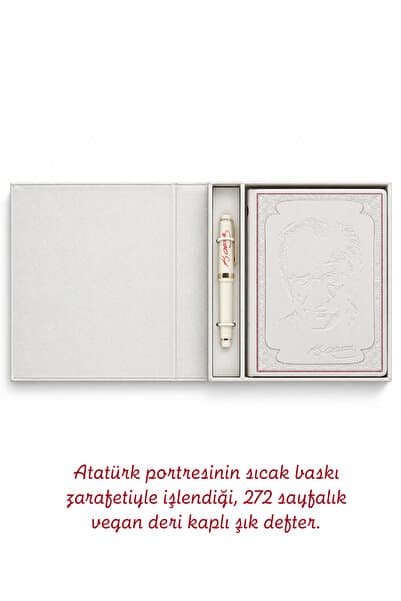 Victoria's Journals Atatürk A5 Çizgili Defter & Dolma Kalem Hediye Seti – Premium Kutulu