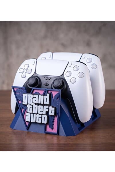 omniprint Gta 6 Temalı Lacivert Ps5 Kol Standı - Özel Tasarım Gta 6 Kontrolcü Standı, PlayStation 5 Oyuncu Aksesuarı Konsol Standı ve Tutucu