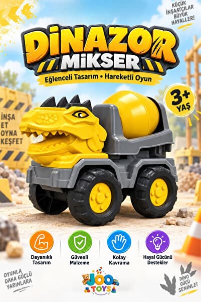 Joo Toys Dinozor Mikser Oyuncak – Hareketli Beton Mikseri İnşaat Aracı
