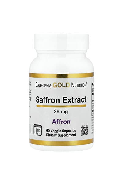 California Gold Nutrition Saffron Extract with Affron® 28 mg, 60 Vejetaryen Kapsül