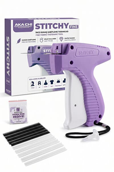 AKA CHI STITCHY FINE Kumaş Sabitleme Tabancası – Kılçık Tabancası – 5 mm 5 Siyah ve 5 Şeffaf Kılçık Dahil