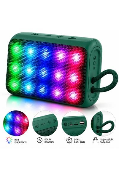 FABRON Bluetooth Hoparlör RGB Led Işıklı Taşınabilir Hoparlör Kablosuz Ses Bombası USB SD Kart Destekli