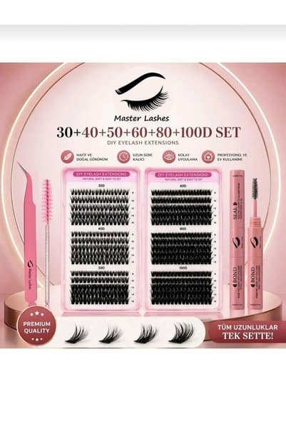 Master Lashes 600 Adet Kirpik Seti Kitap Model DIY Kirpik - Takma Kirpik 30-40-50-60-80-100