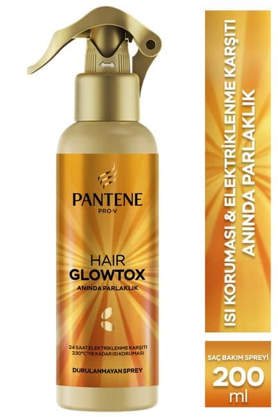 Pantene Hair Glowtox Parlaklık Veren Saç Spreyi, Elektriklenme Karşıtı ve Isı Koruyucu 200ml