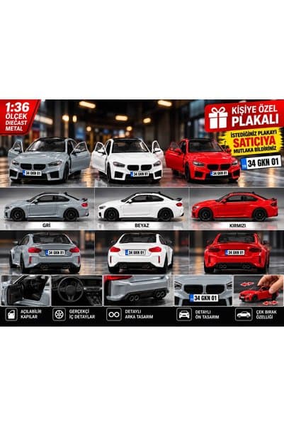 ToyzMarket BMW M2 KİŞİYE ÖZEL PLAKALI RENK BELİRTİNİZ 12 cm