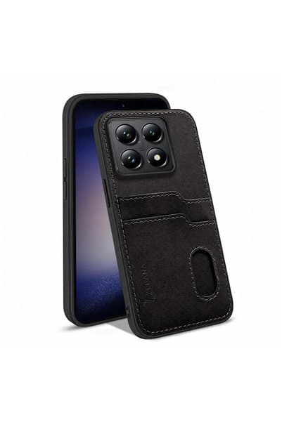 Zebana Xiaomi Mi 14T Uyumlu Kılıf Zebana Kartlıklı Lüx Deri Kılıf Siyah