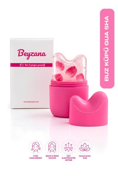 BEYZANA Buz Küpü Gua Sha Yüz, Göz ve Boyun Masajı Cilt Bakımı, Göz Torbalarını Giderme Silikon Buz Kalıbı