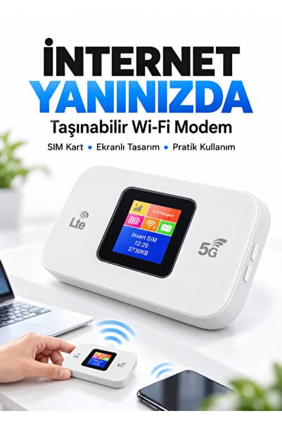 Sidox Wireless Mobile WiFi Pro LTE CAT6 Taşınabilir Cep Modemi - 3000 mAh Batarya 5G Destekli Mobil Router