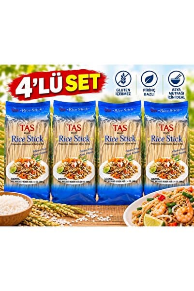 EVREN CO TAS Rice Stick Pirinç Makarnası Glutensiz 4x400 gr