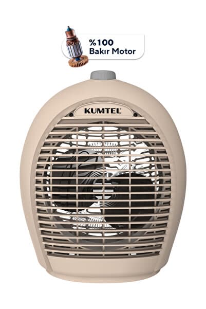 KUMTEL 2000 W 3 Kademeli Sıcak-Soğuk Üflemeli Elektrikli Fanlı Isıtıcı Bej LX-6331
