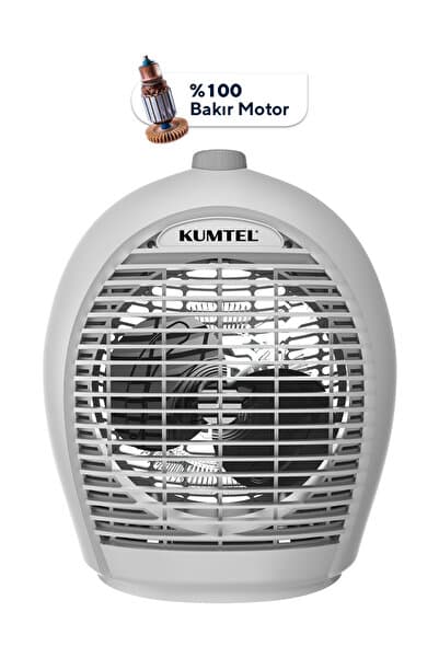 KUMTEL 2000 W 3 Kademeli Sıcak-Soğuk Üflemeli Elektrikli Fanlı Isıtıcı Gri LX-6331