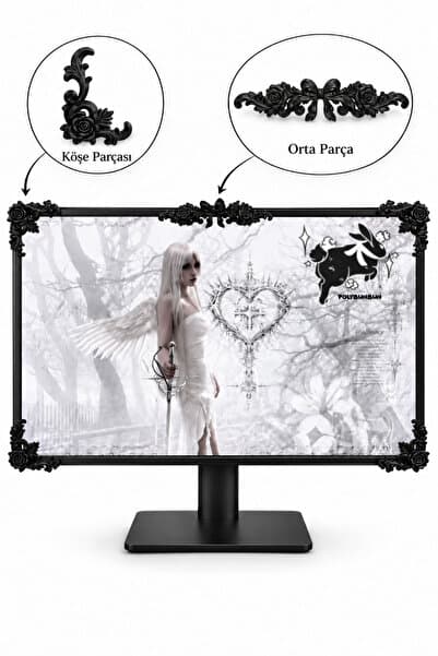 Polybunbun 5'li Gotik Barok Monitör Çerçevesi Köşe Apliği Siyah