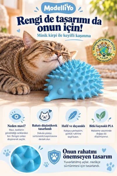 Genel Markalar 3D PLA Kirpi Model Duvara Monte Kedi Kaşınma ve Sürtünme & Masaj Oyuncağı & Kedi kaşınma Aparatı