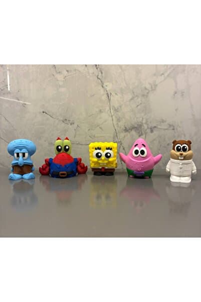 Edoka Tasarım Sünger Bob 5'li Set Figür Oyuncak (Sunger Bob, Patrick, Squidward, Bay Yengeç, Sandy Cheeks )