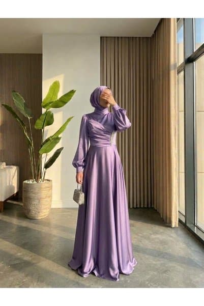 Modarana Florentine Taş Detaylı Saten Tesettür Abiye