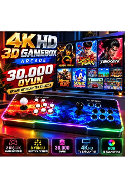 schitec 3D Pandora Pro 30.000 Oyunlu RGB Işıklı Arcade Oyun Konsolu 2 Kişilik HDMI TV Bağlantılı