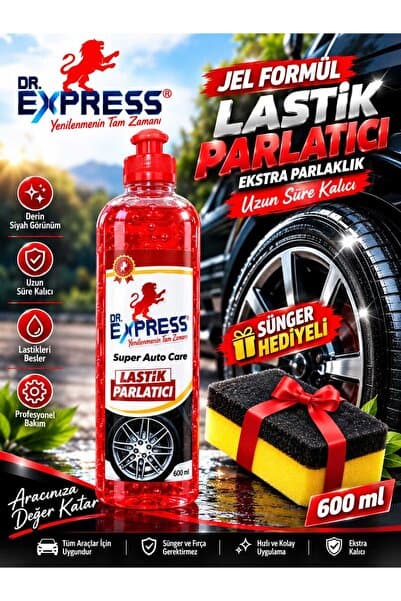 Drexpress Premium Lastik Parlatıcı Jöle 600 ml Parlak Görünüm Uzun Süre Etkili Yeniler Reçel Lastik Parlatıcı Süngerli 600 gr