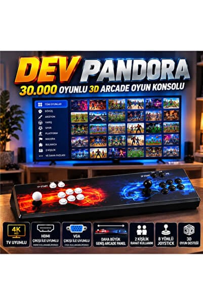 schitec DEV PANDORA 30.000 Oyunlu 3D PRO Arcade Konsol 2 Kişilik Geniş Panel HDMI & VGA Çıkışlı