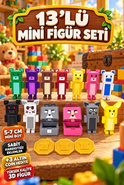 YAGLİZ 13 Adet Mini Figür Seti Super Bear Adventure Karakterleri 5-7 CM Oyuncak