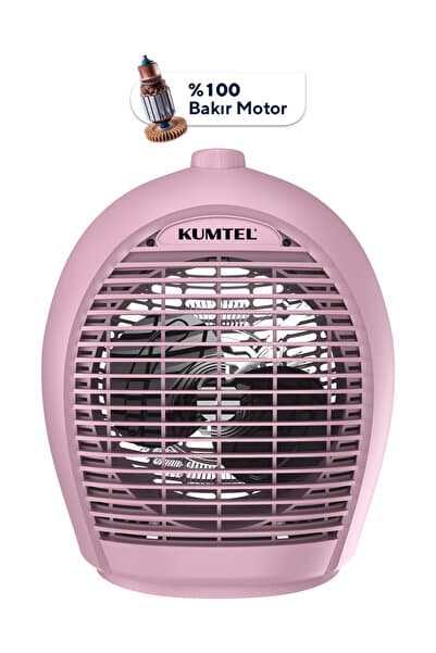 KUMTEL 2000 W 3 Kademeli Sıcak-Soğuk Üflemeli Elektrikli Fanlı Isıtıcı Pembe LX-6331