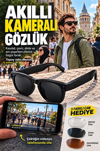 Zineets Ultra HD Eller Serbest Wifi Güneş Gözlük Aksiyon Kamerası Gizli Aİ Destekli Akıllı Gözlük Dİl Çevirici Özellikli