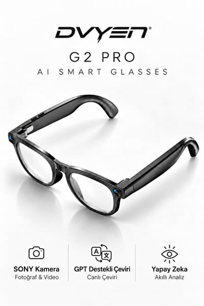 DVYEN G2 Pro Akıllı Yapay Zeka (AI) Gözlük – Kamera, Bluetooth, Hafıza, Müzik, AI Ast., Canlı Çeviri, IPX5