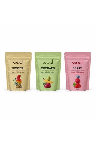 wuul Freeze Dried Dondurularak Kurutulmuş Meyve 3’lü Paket Tropical + Berry + Orchard 3 x 15 g