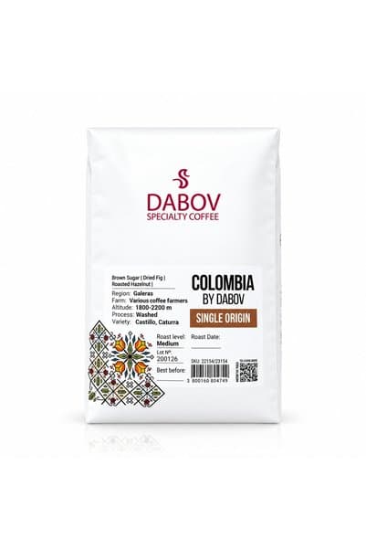 Dabov Specialty Coffee DABOV Colombia Nitelikli Çekirdek Kahve 1 kg – Yıkanmış, Orta Kavrum