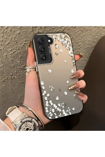 quırkshıeld Samsung Galaxy S22 Uyumlu Beyaz küçük çiçek ve kurdele desen telefon kılıfı, darbe korumalı