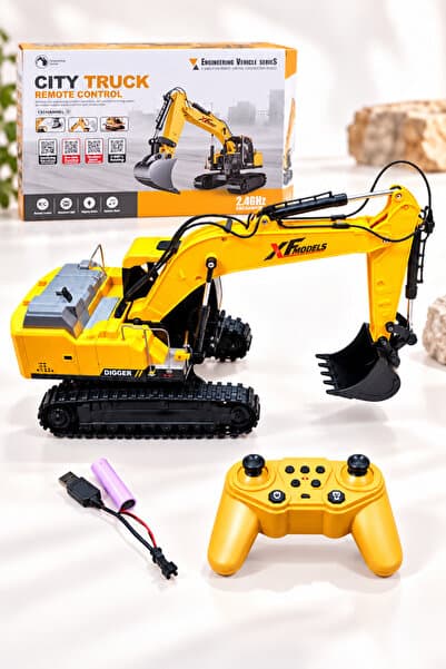 viyol marketim Uzaktan Kumandalı Şarjlı Kepçe Excavator – 13 Fonksiyonlu Sesli Işıklı Kazıcı İş Makinesi Oyuncak