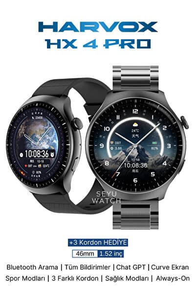 SEYUWATCH Watch HX-4 Pro Harvox Akıllı Saat Iphone Ve Android Tüm Telefonlara Uyumlu