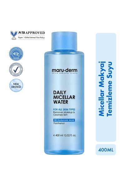 Maru.Derm Maruderm Micellar Nemlendirici Makyaj Temizleme Suyu 400 ML – Tüm Cilt Tipleri İçin Durulama Gerektirmeyen Misel Su