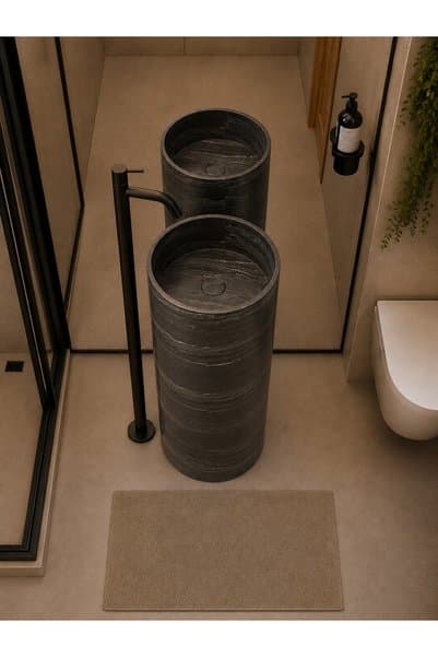 CORİAN AKRİLİK Monoblok 40 Çap Marble Solid Banyo Lavabosu