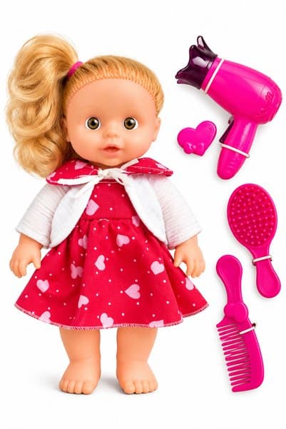 Roy Toy Benim Süslü Bebeğim 30 cm. | Taraklar ve Kurutma Makinesi Güzellik Seti
