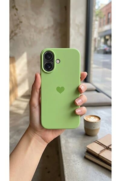 NS Case iPhone 17 Uyumlu Kalp Logolu Lansman Kılıf İçi Kadifeli Kamera Yükseltili Kılıf