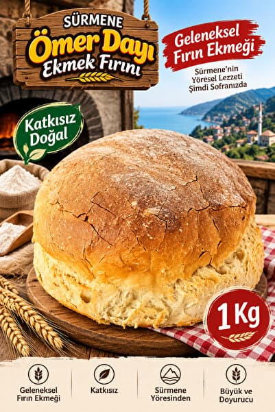 ÇAYLAR AVM Sürmene Ömer Dayı Ekmek Fırını Ekmeği 1 Kg – Katkısız Doğal Geleneksel Beyaz Ekmek