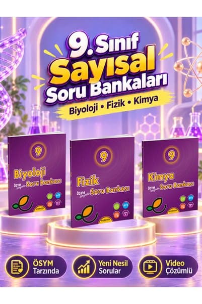 Endemik Yayınları 9. Sınıf Fizik, Kimya ve Biyoloji Video Çözümlü Soru Bankası 3'lü Set