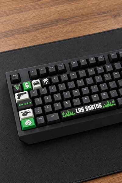 Makerpax GTA 5 Temalı Keycaps 9'lu Set - 6.25U Spacebar ve Cherry MX Uyumlu Mekanik Klavye Tuş Takımı