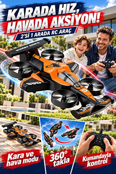 Zineets 2in1 Uçak Ve Kara RC Drone Oyuncak 2.4GHz Uzaktan Kumandalı 360° Takla Atan Quadcopter Çocuk ve Yetişkin İçin