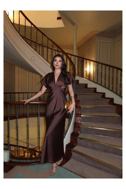 ESRAHELVACI EH Collection Saten Midi Elbise