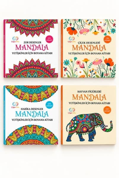 Çılgın Zeka Mandala Boyama Kitabı Seti Yetişkinler İçin Boyama Kitabı Yetişkinler İçin Mandala