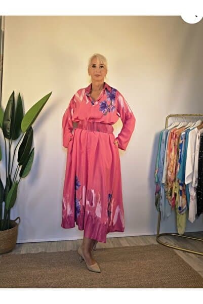 gülay'ca moda PEMBE KEMERLİ ELBİSE