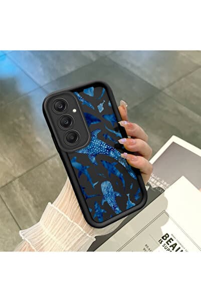PATTERNOVA Samsung Galaxy A25 Uyumlu Mavi Balina Köpekbalığı Desenli Telefon Kılıfı, Darbeye Dayanıklı Kılıf