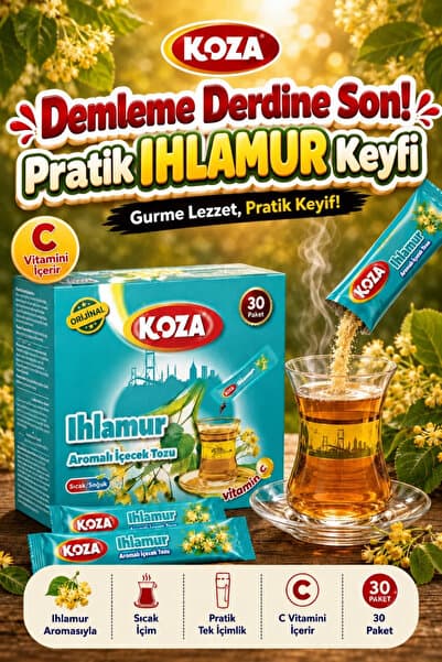 Koza Soğuk Günlerin Vazgeçilmezi Hazır Ihlamur İçecek Tozu Gurmelerin Seçimi Pratik Lezzet Zahmetsiz Kış Çayı Keyfi Sertifikalı Kalite Güvencesi Tek İçimlik Premium Ihlamur Aromalı İçecek Tozu - 30 Stick